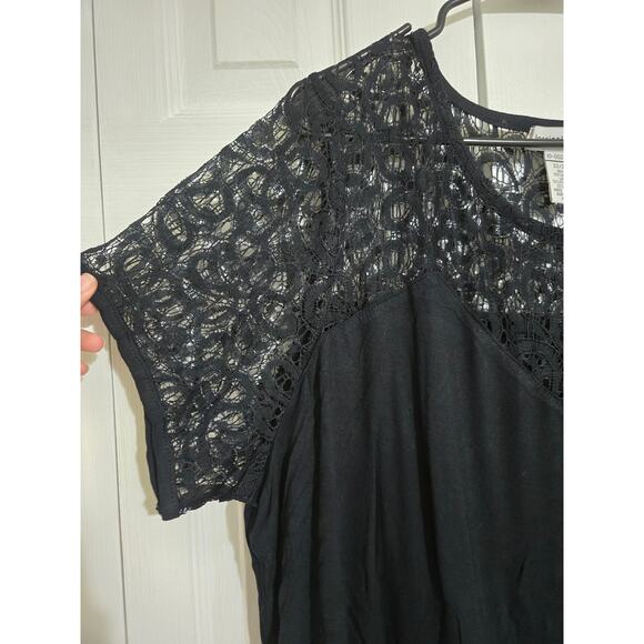 Jessica london size 22 women's black blouse with crochet laces new without tags - Picture 2 of 6